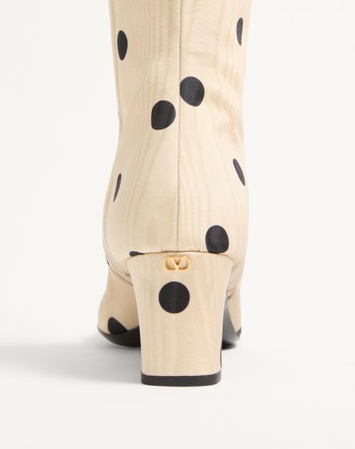 Valentino Garavani - Equivoque Boot In Moiré Plus De Pois Fabric 60mm - Butter/black - Woman - Boots