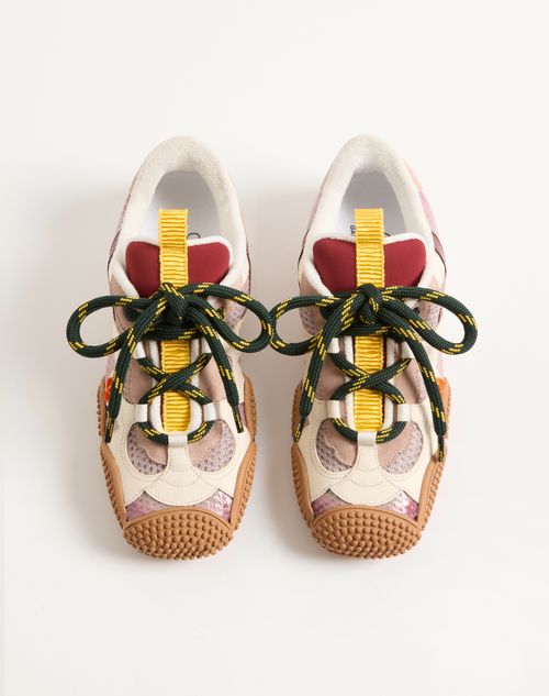 Valentino Garavani - Amphibia Trainer In Rubberised Calfskin And Calfskin - Pink - Woman - Sneakers
