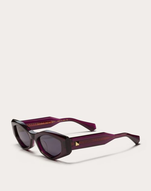 Valentino - Iii – Asymmetrischer Azetat Rahmen - Violett/dunkelgrau - Frau - Sonnenbrillen
