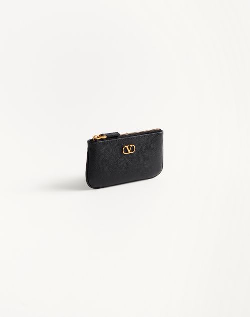Vlogo Signature Grainy Calfskin Key Ring for Woman in Black Vlogo Signature Grainy Calfskin Key Ring for Woman in Black