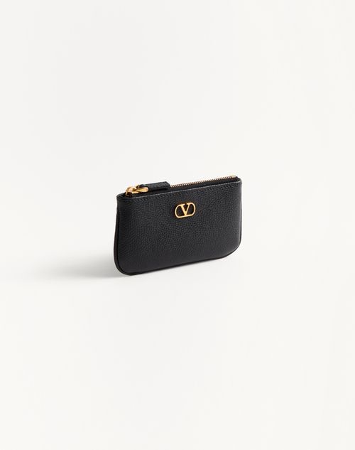Valentino Garavani - Vlogo Signature Grainy Calfskin Key Ring - Black - Woman - Wallets And Small Leather Goods