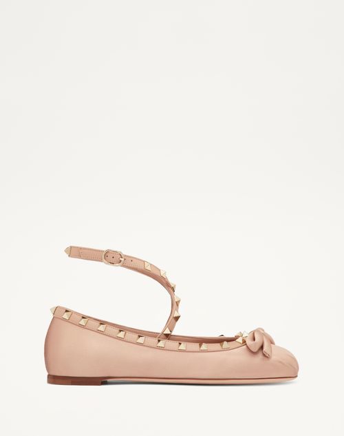 Valentino Garavani - Ballerina Rockstud De Satén - Rose Cannelle - Mujer - Guía De Regalos