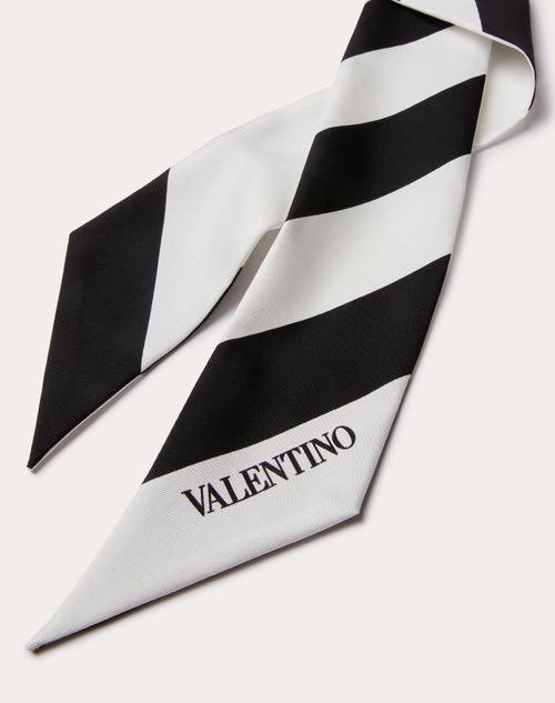 Valentino Garavani - ストライプ シルク バンドゥスカーフ - アイボリー/ブラック - ウィメンズ - ソフトアクセサリー