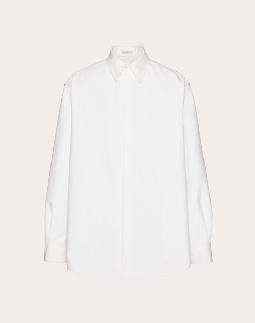 Valentino - Hemdjacke Aus Baumwollpopelin - Weiß - Mann - Hemden