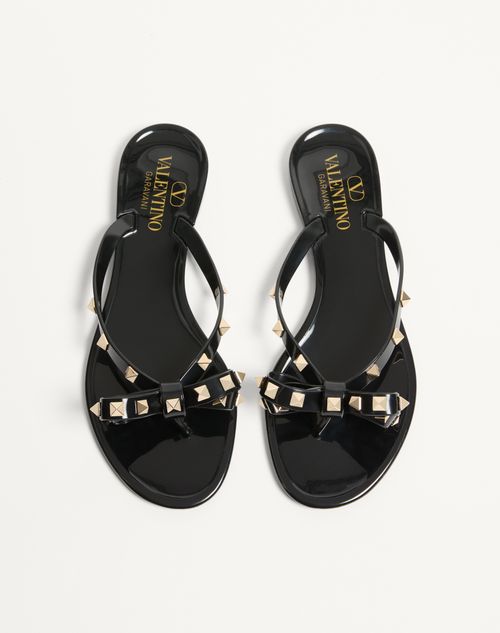 Valentino Garavani - Rockstud Rubber Slipper - Black - Woman - Slides And Thongs