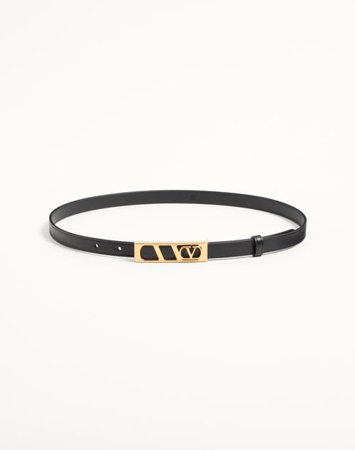 Valentino Garavani - Vlogo Signature Belt In Shiny Calfskin 15 Mm - Black - Woman - Belts - Accessories
