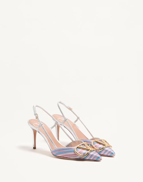 Valentino Garavani - Vlogo Signature Metallic Slingback Pumps With Cornely Embroidery 80mm - Multicolour/silver - Woman - Woman Sale