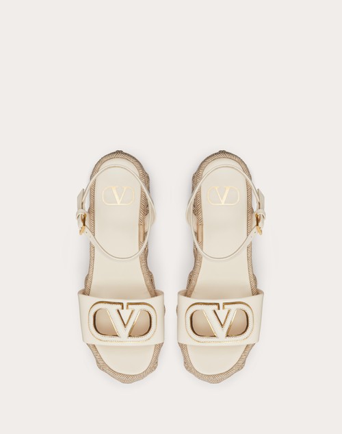 Valentino Garavani Off-White 60mm VLogo Cutout Heeled Sandals