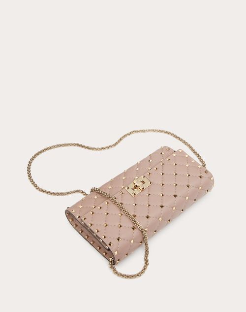 Valentino Rockstud Spike Quilted Leather Crossbody Chain Bag Poudre