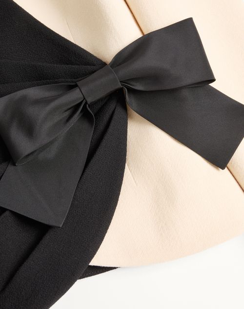 Valentino - Wool Crepe Jacket With Contrasting Bow - Black/birch - Woman - Jackets And Blazers