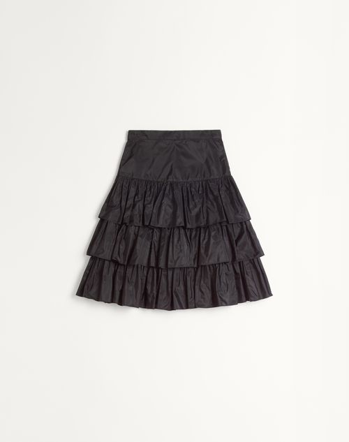 Valentino - Falda De Taffeta Con Volantes - Negro - Mujer - Faldas