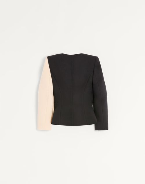Valentino - Wool Crepe Jacket With Contrasting Bow - Black/birch - Woman - Jackets And Blazers