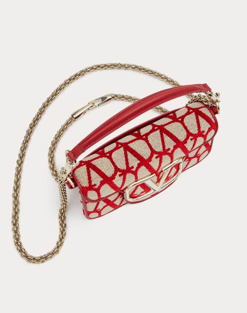 Valentino V Logo Chain Leather Shoulder Bag in Red