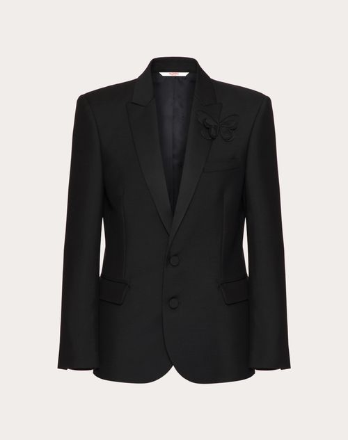 Valentino - Chaqueta De Lana Mohair Con Botonadura Sencilla Y Bordado Butterfly - Negro - Hombre - Abrigos Y Blazers