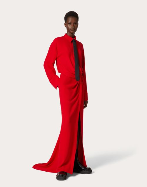 Valentino - Robe Longue En Cady Couture - Rouge - Femme - Robes