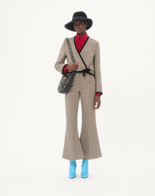 Valentino - Houndstooth Trousers - Beige - Woman - Trousers And Shorts