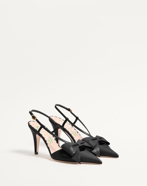 Valentino Garavani - Bowow Slingback Pumps In Kidskin 85mm - Black - Woman - Pumps