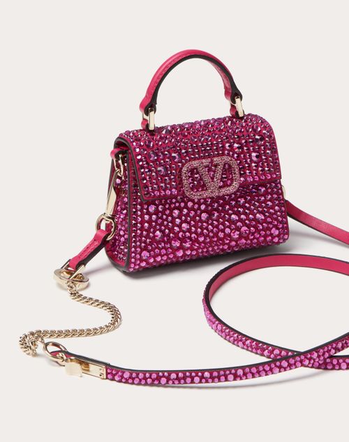 Valentino Garavani - Vsling Micro Handbag With Sparkling Embroidery - Fuchsia - Woman - Shoulder Bags