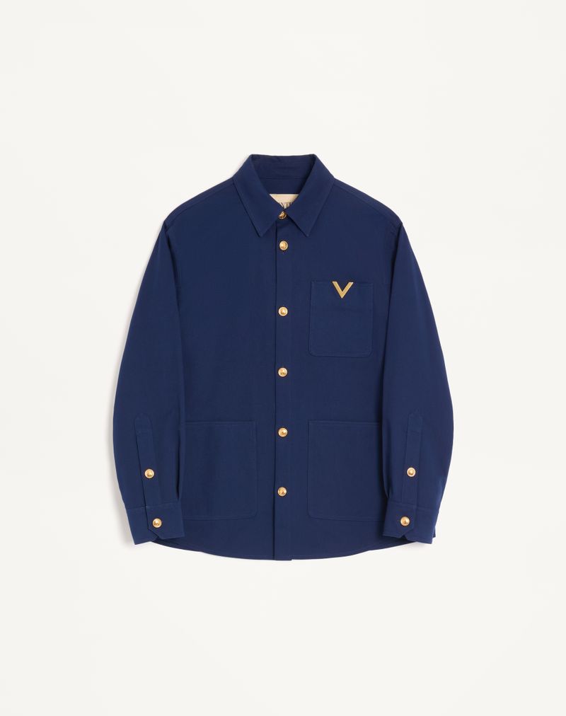 Surchemise Gabardine Coton VGold Bleu Électrique — Valentino