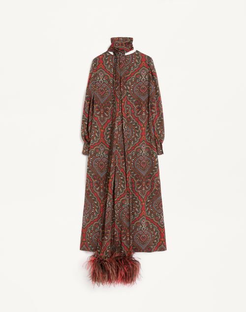 Valentino - Georgette Midi Dress With Voyage Imaginaire Cashmere Print With Feathers - Paris/multicolor - Woman - Woman Ready To Wear Sale