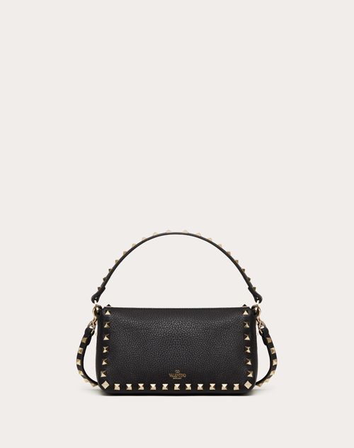 Small Rockstud Grainy Calfskin Crossbody Bag for Woman in Black Valentino PT