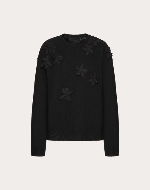 Valentino - Pull Brodé En Laine - Noir - Femme - Maille