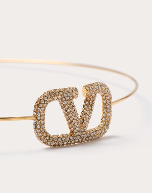 Valentino Garavani - Vロゴ シグネチャー メタル X スワロフスキー® クリスタル カチューシャ - ゴールド - ウィメンズ - ヘアーアクセサリー