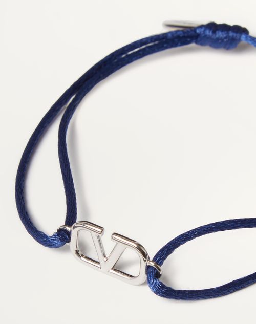 Valentino Garavani - Bracelet Vlogo Signature En Coton - Bleu Foncé - Homme - Bijoux Et Montres