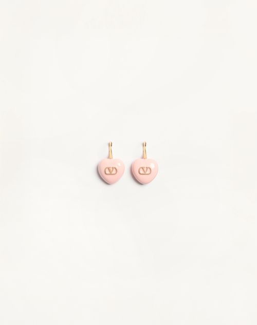 Valentino Garavani - Coeur Royal Metal And Enamel Earrings - Gold/pink - Woman - Jewellery
