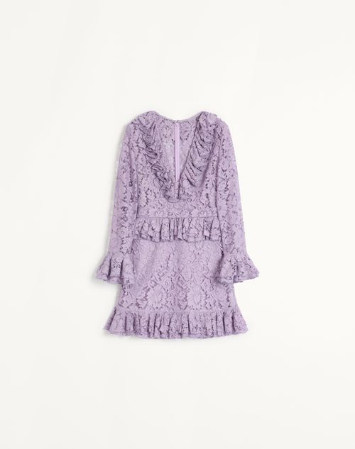 Valentino - Short Dress In Heavy Lace - Lavander - Woman - Ready To Wear