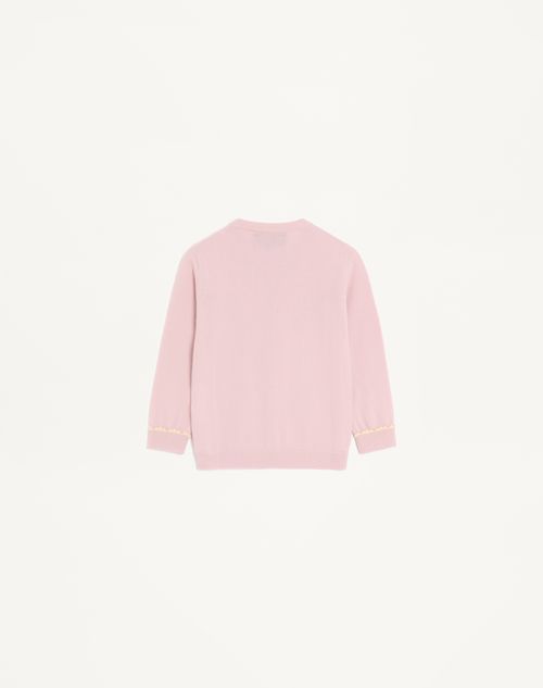 Valentino - Wool Cardigan With Lace - Pink - Woman - Knitwear