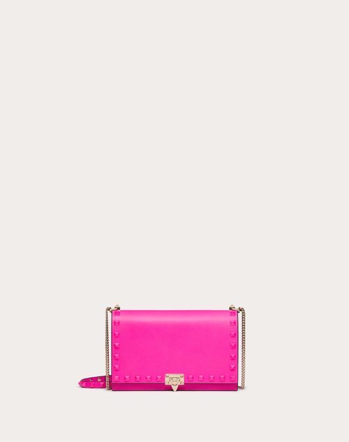 Valentino Garavani - Mini Rockstud Calfskin Bag With Chain - Pink Pp - Woman - Clutches