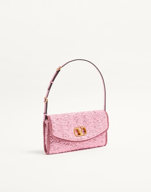Valentino Garavani - Valentino Garavani Devain Small Shoulder Bag In Cloqué Jacquard Fabric. - Pink - Woman - Shoulder Bags