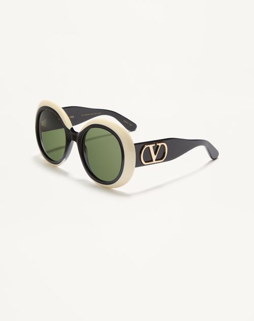 Valentino - Dramatic Round 1960s Acetate Eyewear - Black/ivory - Woman - Eyewear