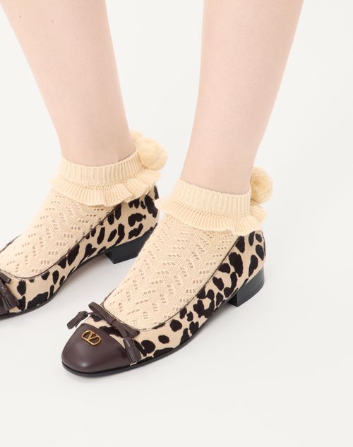 Valentino Garavani - Valet Du Roi Ballerina In Pony-effect Calfskin 25mm - Natural/brown - Woman - Shoes