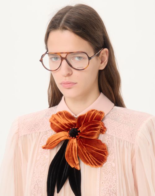 Valentino - Round Acetate Eyewear - Havana - Unisex - Eyewear