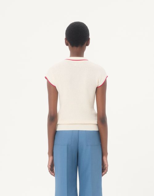 Valentino - Top En Coton - Bouleau/paris - Femme - Maille