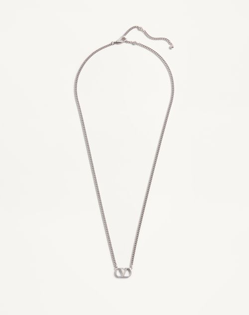 Valentino Garavani - Valentino Garavani Vlogo Signature Metal Necklace - Transparent - Man - Jewellery