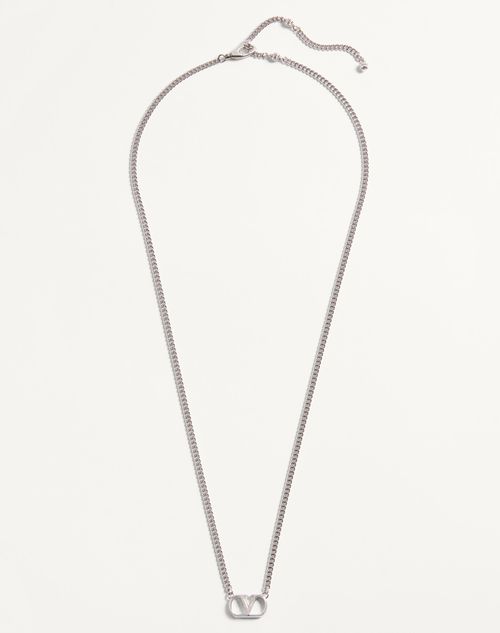 Valentino Garavani - Valentino Garavani Vlogo Signature Metal Necklace - Transparent - Man - Jewellery