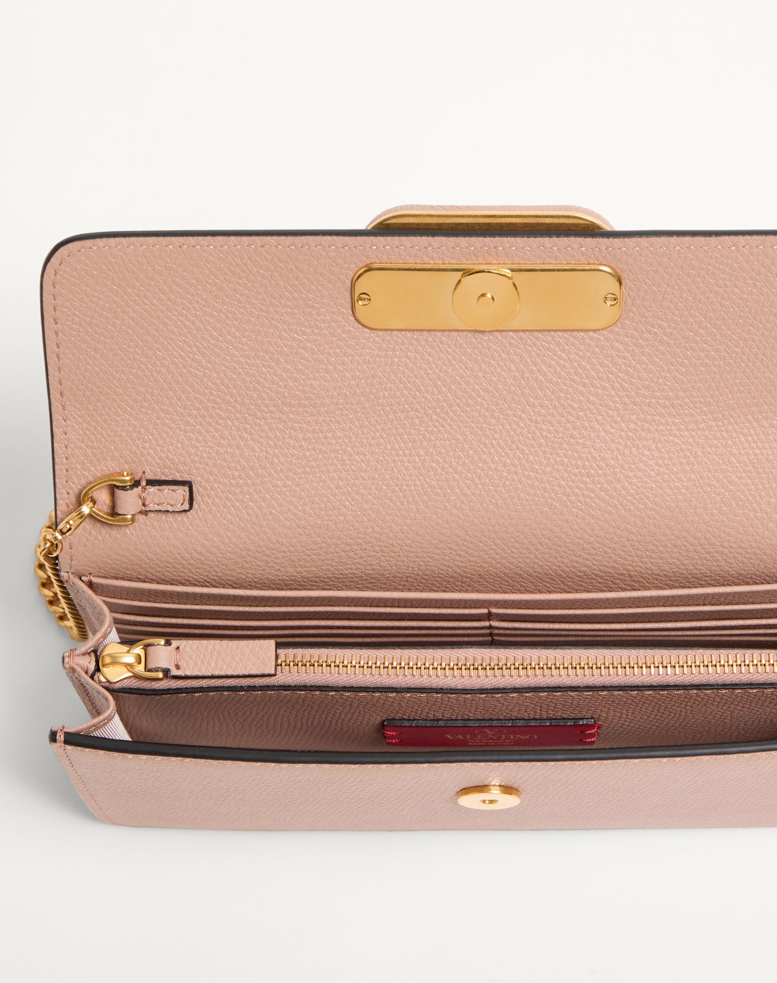 발렌티노 발렌티노 가라바니 브이로고 시그니처 그레이니 카프스킨 체인 지갑 7W2P0S93RQR_GF9