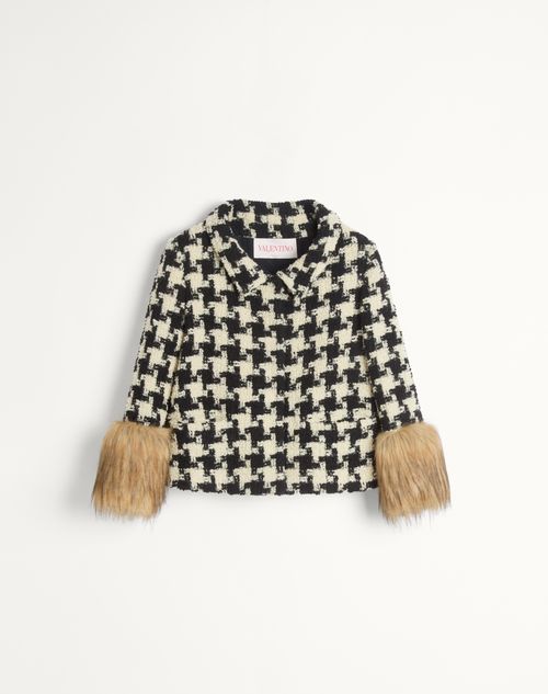 Valentino - Macro Pied De Poule Tweed Jacket - Ivory/black - Woman - New Arrivals