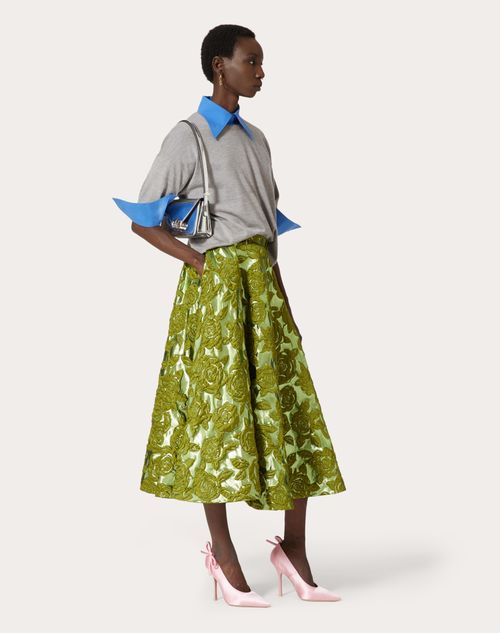 Valentino - Valentino Rose Moiré Brocade Midi Skirt - Green - Woman - Skirts