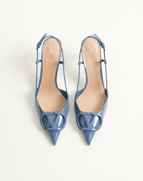 Valentino Garavani - Zapatos De Salón Destalonados Vlogo Signature De Charol Con Tacón De 80&nbsp;mm - Celeste - Mujer - Salones Y Slingbacks