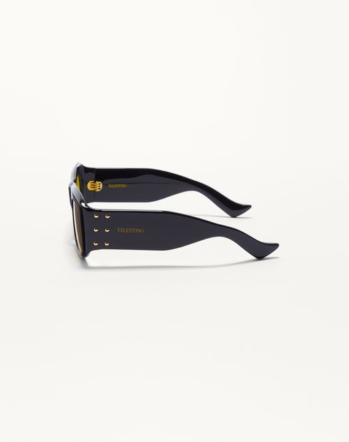 Valentino - Occhiale Rettangolare In Acetato - Nero/giallo - Unisex - Occhiali
