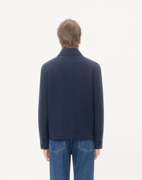 Valentino - 발렌티노 브이로고 시그니처 엠브로이더리 나일론 & 비스코스 드릴 재킷 - 네이비 - 남성 - 재킷 & 다운 재킷