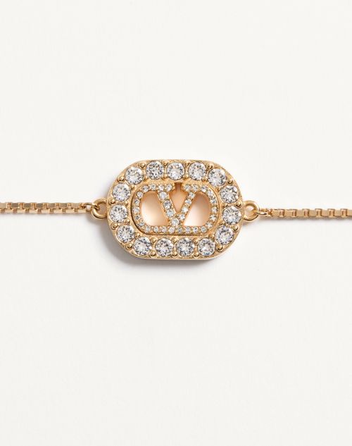Valentino Garavani - Vlogo Signature Metal And Swarovski® Crystal Bracelet - Gold/crystal - Woman - Jewelry