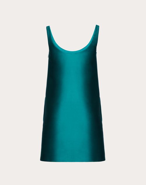 Valentino - Short Dress In Techno Duchesse - Aquamarine - Woman - Woman Ready To Wear Sale