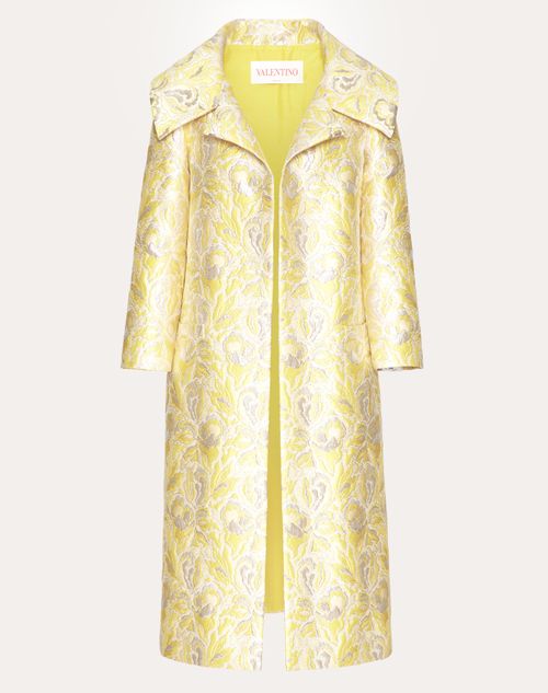 Valentino - Iris Brocade Coat - Yellow/silver - Woman - Coats And Outerwear
