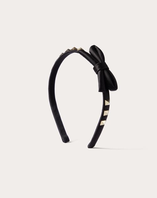 Valentino Garavani - Rockstud Satin And Metal Headband - Black - Woman - Hair Accessories