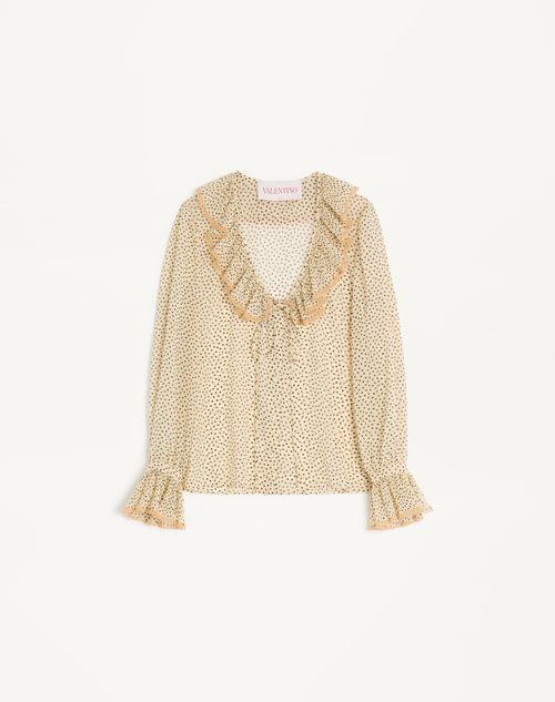 Valentino - プリュス ドゥ ポワプリント ライトジョーゼット シャツ - バーチ/ブラック - ウィメンズ - シャツ＆トップス